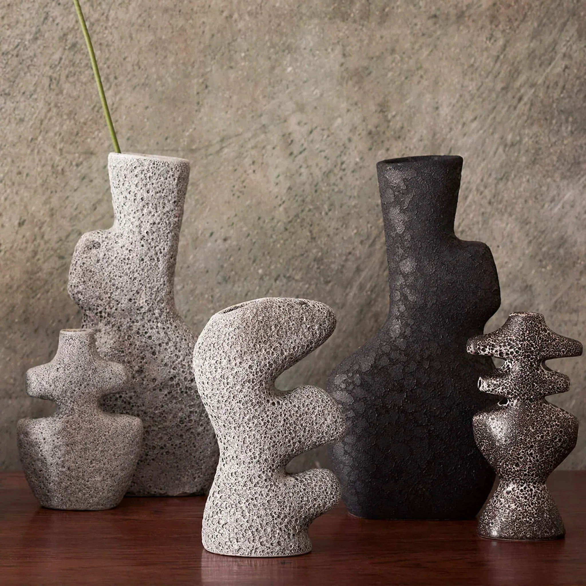 Yara Candle Holder Medium / Grey Pumice by Ferm Living - Image 3